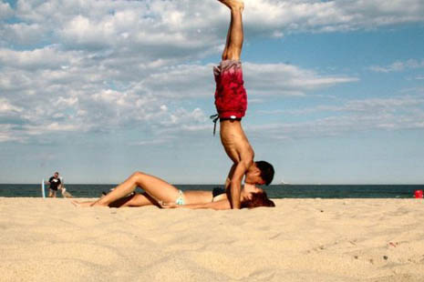 Kissing on Beach Handstand